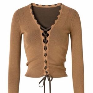 Brown V-Neck Women's Cardigan